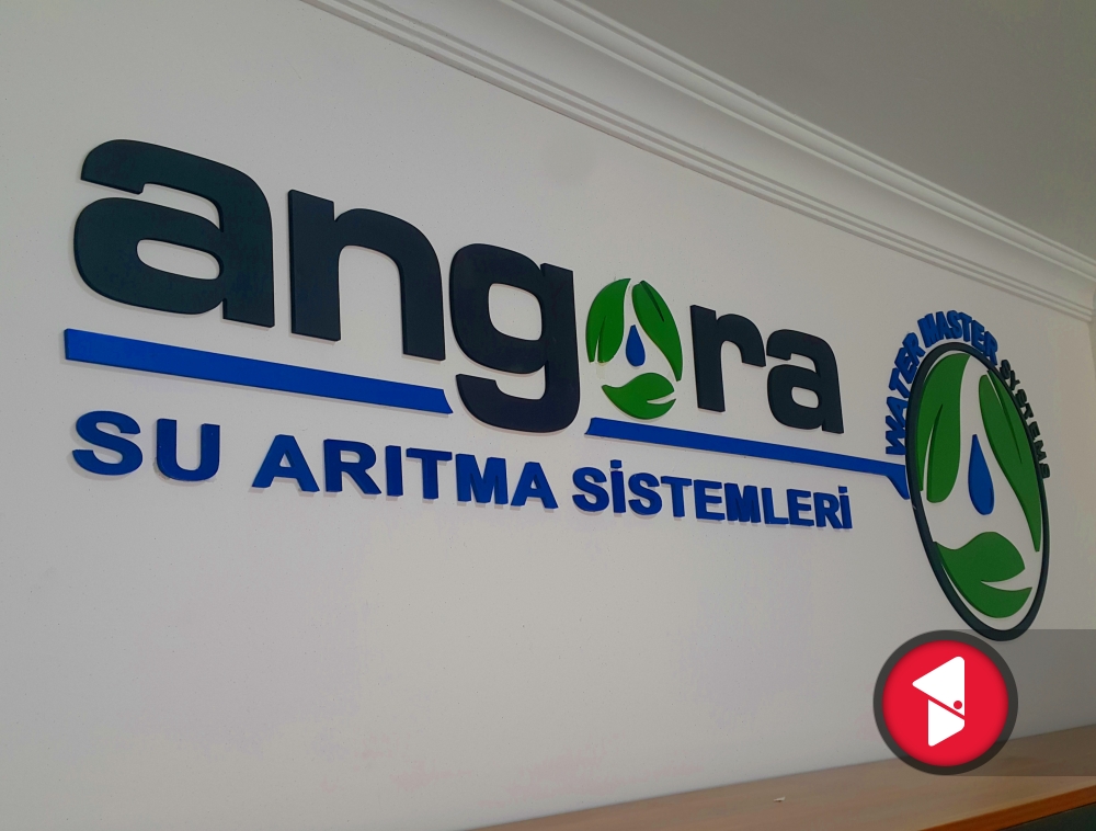 Angora Su Arıtma logosu ofis duvar tabelası