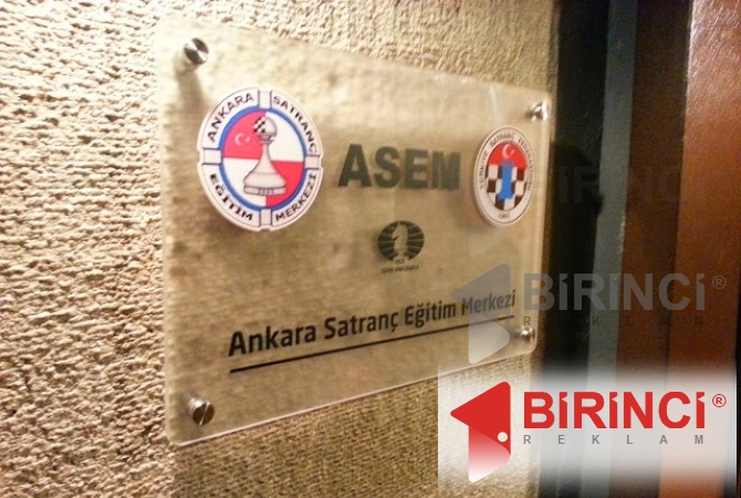 ASEM Satranç Federasyonu pleksigals ofis kapı tabelası 